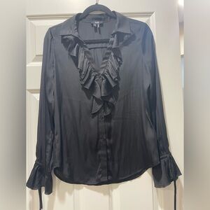 PAIGE Elegant Black Satin Blouse